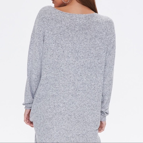 NEW-CAPELLA Marled Knit,Deep V-Neck, LongSleeve,Shift Mini Dress Heather Gray LG - Picture 6 of 12